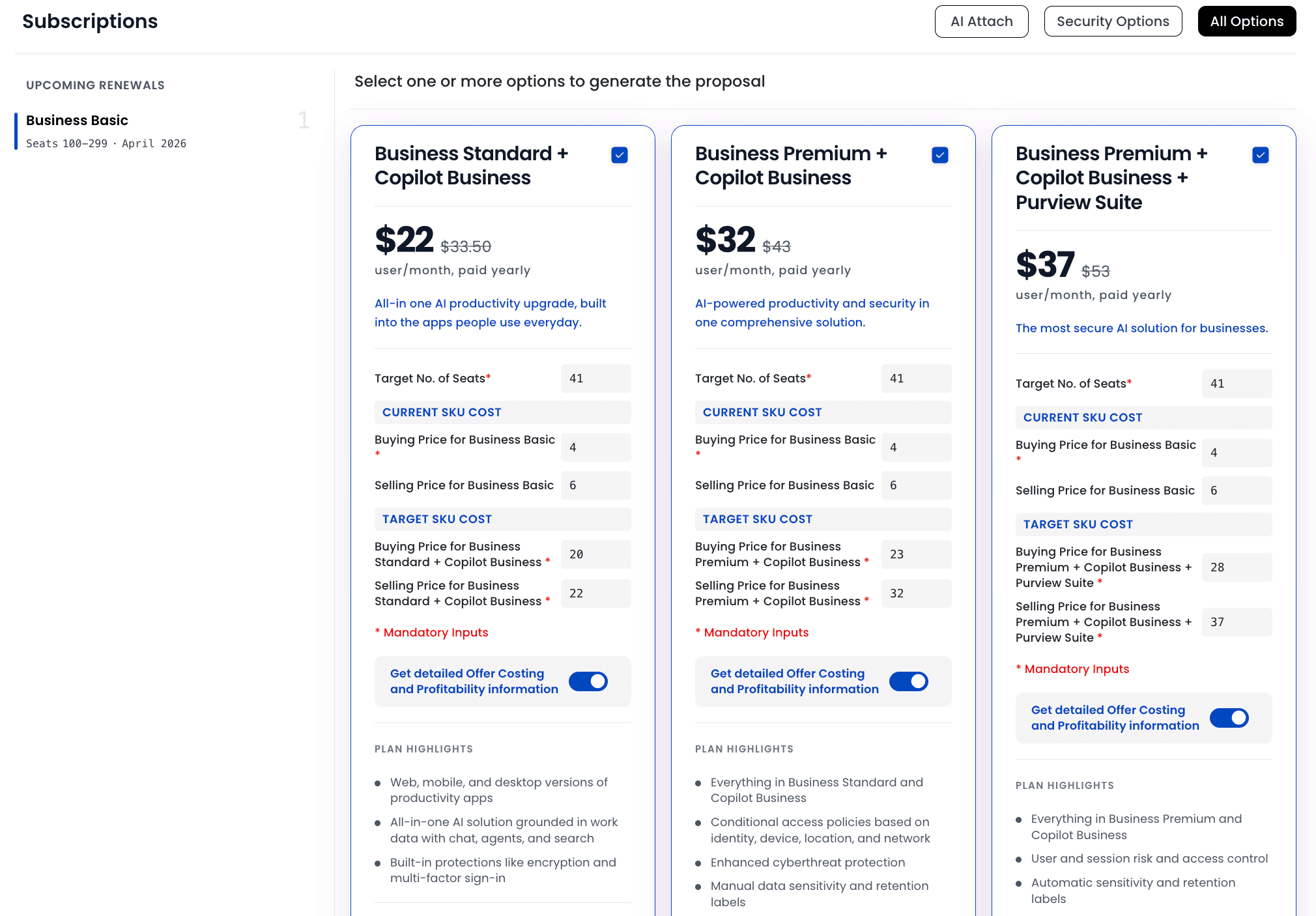 Proposal Subscriptions Dashboard